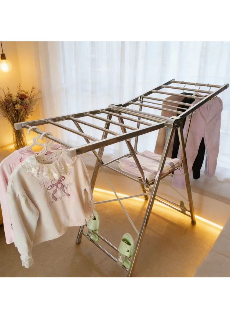 Stainless Steel Foldable Clothes Drying Rack | Indoor Laundry Airer | Portable Compact Clothes Stand for Sweater, Baby Clothes & Towel | Indoor & Outdoor Use - Image 1